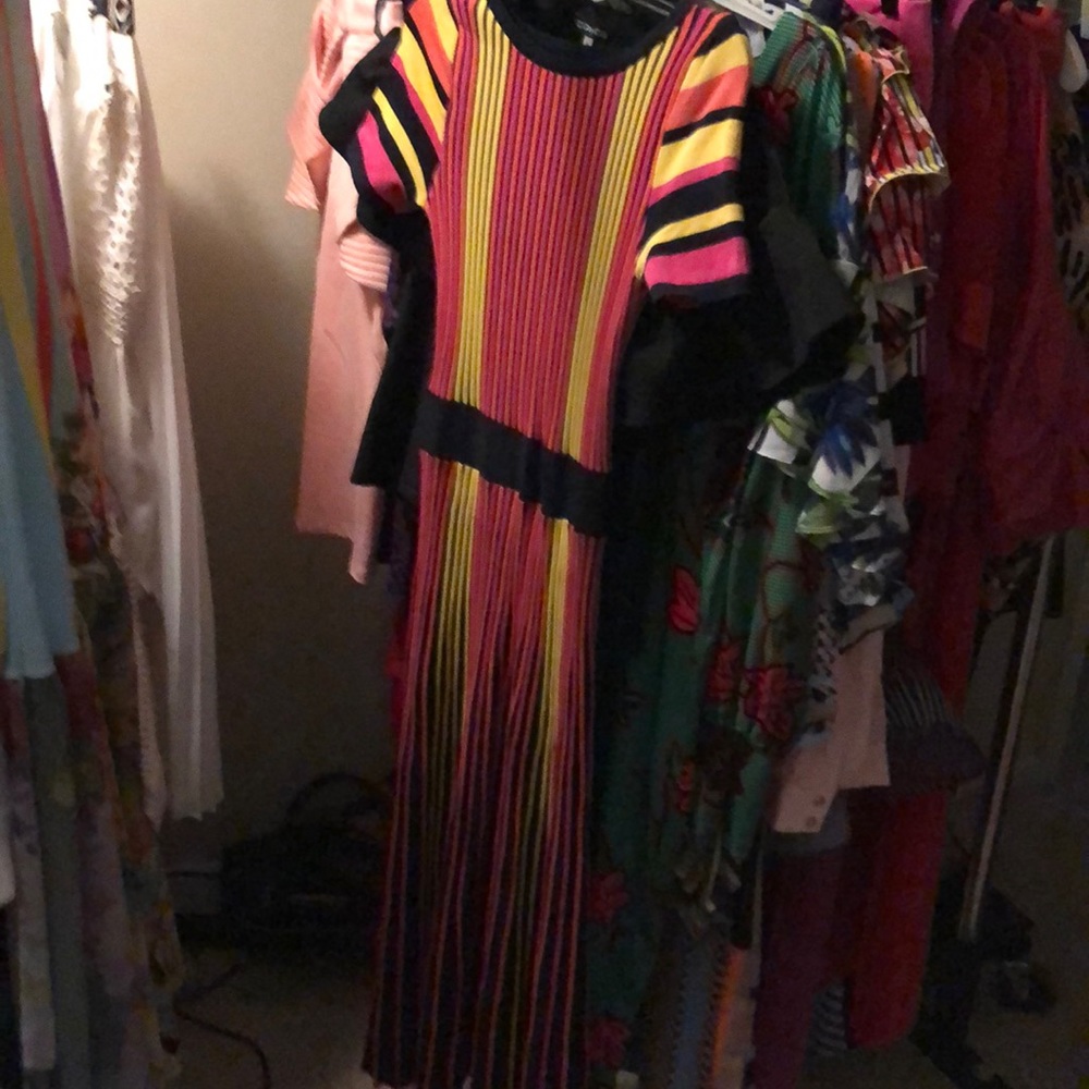 Vibrant Pleated Sweater Dress